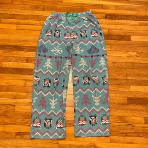 4/$25 St. Eve Fleece Wide Leg Pajama Pants Blue Owl Holiday Girls Size 14